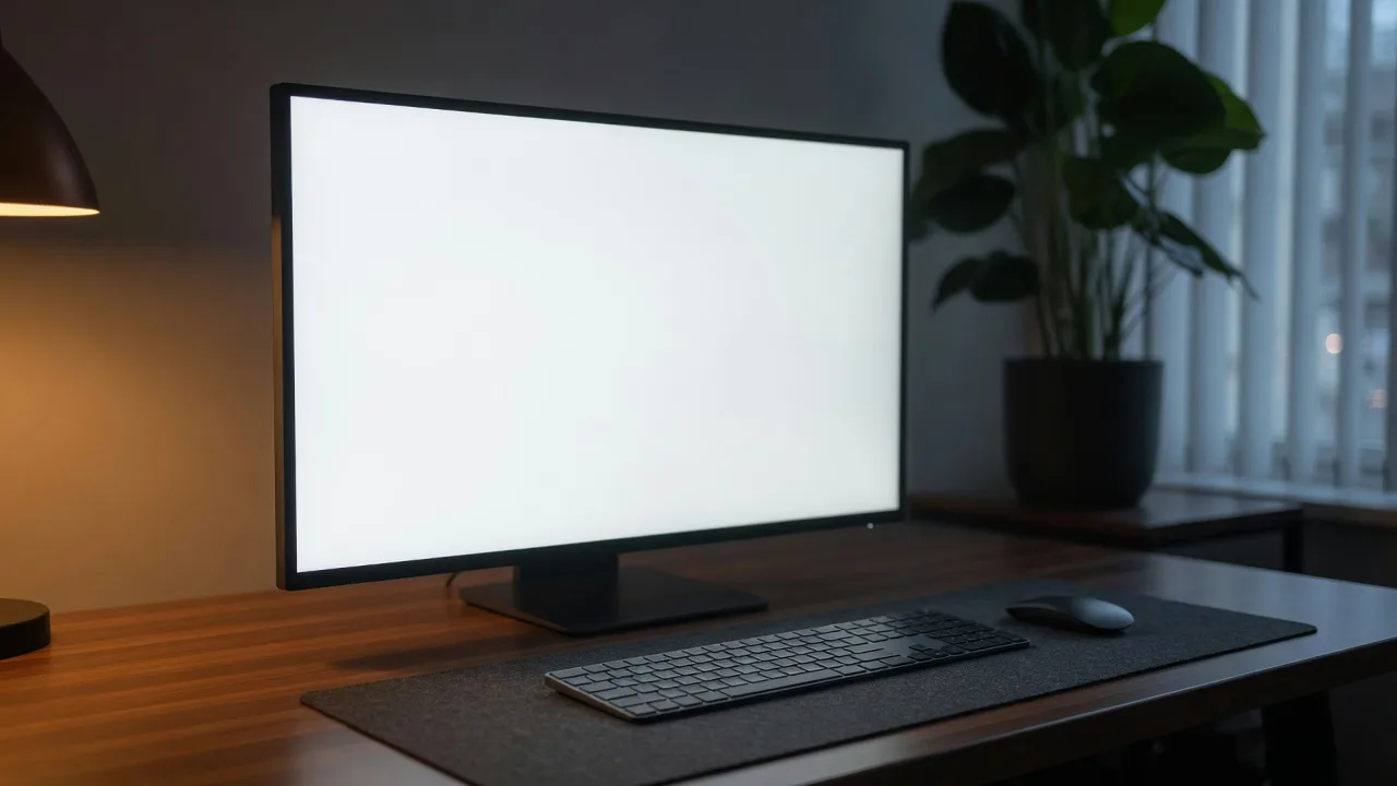 Moniteur blanc en plein écran pendant un test pixel mort
